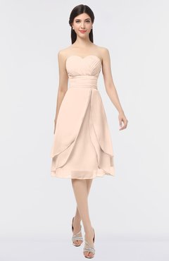 ColsBM Alondra Fresh Salmon Gorgeous A-line Strapless Zip up Knee Length Plainness Bridesmaid Dresses