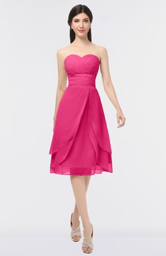 ColsBM Alondra Fuschia Gorgeous A-line Strapless Zip up Knee Length Plainness Bridesmaid Dresses