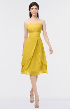 ColsBM Alondra Lemon Curry Gorgeous A-line Strapless Zip up Knee Length Plainness Bridesmaid Dresses