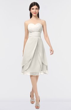 ColsBM Alondra Off White Gorgeous A-line Strapless Zip up Knee Length Plainness Bridesmaid Dresses