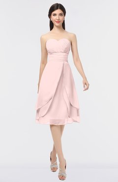 ColsBM Alondra Pastel Pink Gorgeous A-line Strapless Zip up Knee Length Plainness Bridesmaid Dresses