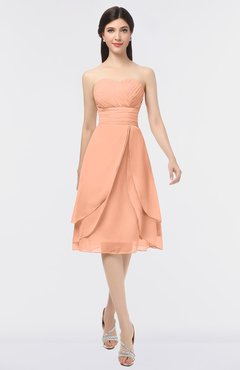 ColsBM Alondra Salmon Gorgeous A-line Strapless Zip up Knee Length Plainness Bridesmaid Dresses