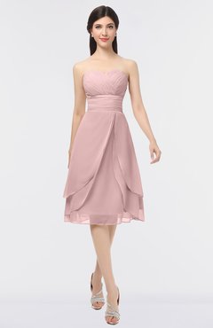 ColsBM Alondra Silver Pink Gorgeous A-line Strapless Zip up Knee Length Plainness Bridesmaid Dresses