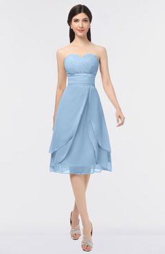 ColsBM Alondra Sky Blue Gorgeous A-line Strapless Zip up Knee Length Plainness Bridesmaid Dresses