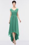ColsBM Juliana Beryl Green Elegant V-neck Short Sleeve Zip up Appliques Bridesmaid Dresses