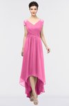 ColsBM Juliana Carnation Pink Elegant V-neck Short Sleeve Zip up Appliques Bridesmaid Dresses