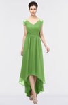 ColsBM Juliana Kiwi Green Elegant V-neck Short Sleeve Zip up Appliques Bridesmaid Dresses