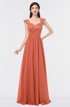 ColsBM Heidi Persimmon Orange Elegant A-line Square Sleeveless Lace Bridesmaid Dresses