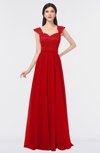 ColsBM Heidi Red Elegant A-line Square Sleeveless Lace Bridesmaid Dresses