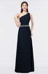 ColsBM Brooklyn Navy Blue Elegant A-line Asymmetric Neckline Sleeveless Floor Length Bridesmaid Dresses