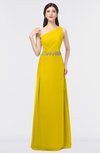ColsBM Brooklyn Yellow Elegant A-line Asymmetric Neckline Sleeveless Floor Length Bridesmaid Dresses