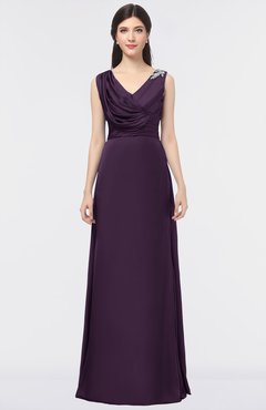 ColsBM Jocelyn Blackberry Wine Elegant A-line V-neck Zip up Floor Length Appliques Bridesmaid Dresses
