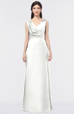 ColsBM Jocelyn Cloud White Elegant A-line V-neck Zip up Floor Length Appliques Bridesmaid Dresses