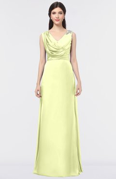 ColsBM Jocelyn Daffodil Elegant A-line V-neck Zip up Floor Length Appliques Bridesmaid Dresses