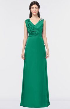 ColsBM Jocelyn Pepper Green Elegant A-line V-neck Zip up Floor Length Appliques Bridesmaid Dresses