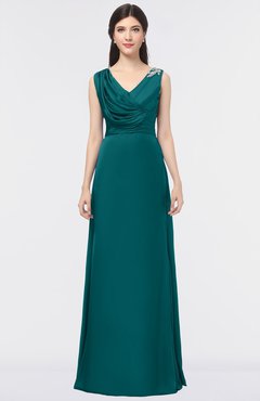 ColsBM Jocelyn Shaded Spruce Elegant A-line V-neck Zip up Floor Length Appliques Bridesmaid Dresses