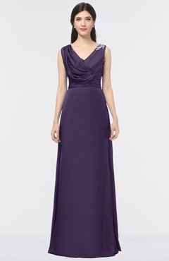 ColsBM Jocelyn Violet Elegant A-line V-neck Zip up Floor Length Appliques Bridesmaid Dresses
