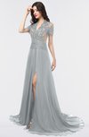 ColsBM Eliza High-rise Elegant A-line V-neck Short Sleeve Zip up Sweep Train Bridesmaid Dresses