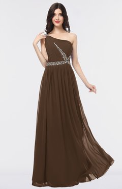 ColsBM Anabella Chocolate Brown Modern A-line Asymmetric Neckline Zip up Floor Length Bridesmaid Dresses