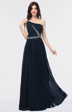 ColsBM Anabella Navy Blue Modern A-line Asymmetric Neckline Zip up Floor Length Bridesmaid Dresses