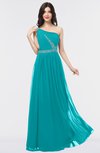 ColsBM Anabella Peacock Blue Modern A-line Asymmetric Neckline Zip up Floor Length Bridesmaid Dresses
