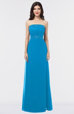 ColsBM Elena Cornflower Blue Elegant A-line Strapless Criss-cross Straps Floor Length Appliques Bridesmaid Dresses
