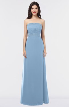 ColsBM Elena Dusty Blue Elegant A-line Strapless Criss-cross Straps Floor Length Appliques Bridesmaid Dresses