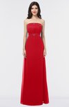ColsBM Elena Red Elegant A-line Strapless Criss-cross Straps Floor Length Appliques Bridesmaid Dresses
