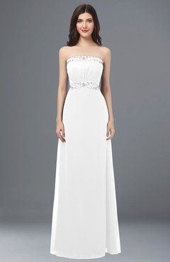 ColsBM Elena White Elegant A-line Strapless Criss-cross Straps Floor Length Appliques Bridesmaid Dresses