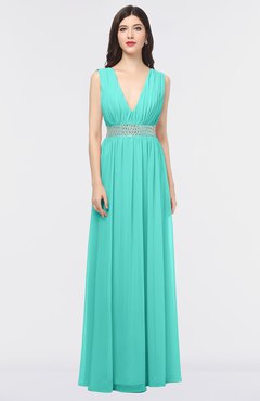ColsBM Imani Blue Turquoise Elegant A-line Sleeveless Zip up Appliques Bridesmaid Dresses