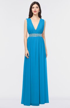 ColsBM Imani Cornflower Blue Elegant A-line Sleeveless Zip up Appliques Bridesmaid Dresses