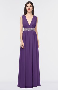ColsBM Imani Dark Purple Elegant A-line Sleeveless Zip up Appliques Bridesmaid Dresses