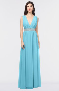 ColsBM Imani Light Blue Elegant A-line Sleeveless Zip up Appliques Bridesmaid Dresses