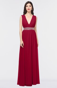 ColsBM Imani Maroon Elegant A-line Sleeveless Zip up Appliques Bridesmaid Dresses