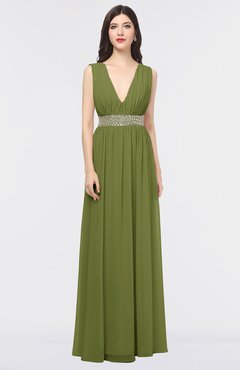 ColsBM Imani Olive Green Elegant A-line Sleeveless Zip up Appliques Bridesmaid Dresses