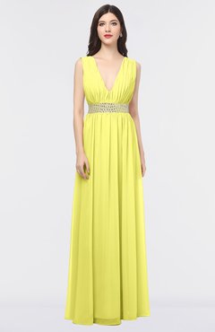 ColsBM Imani Pale Yellow Elegant A-line Sleeveless Zip up Appliques Bridesmaid Dresses