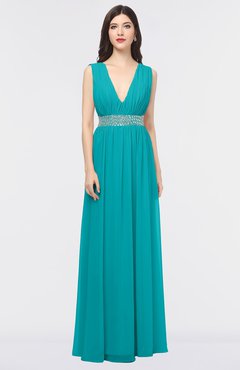 ColsBM Imani Peacock Blue Elegant A-line Sleeveless Zip up Appliques Bridesmaid Dresses