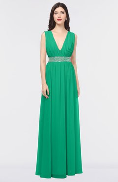ColsBM Imani Pepper Green Elegant A-line Sleeveless Zip up Appliques Bridesmaid Dresses