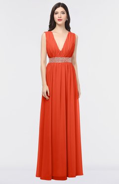 ColsBM Imani Persimmon Elegant A-line Sleeveless Zip up Appliques Bridesmaid Dresses