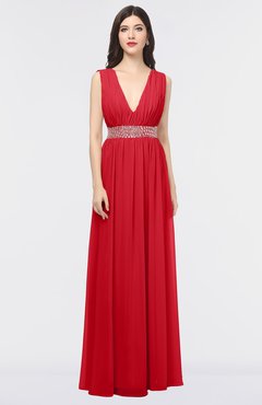 ColsBM Imani Red Elegant A-line Sleeveless Zip up Appliques Bridesmaid Dresses