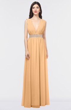 ColsBM Imani Salmon Buff Elegant A-line Sleeveless Zip up Appliques Bridesmaid Dresses