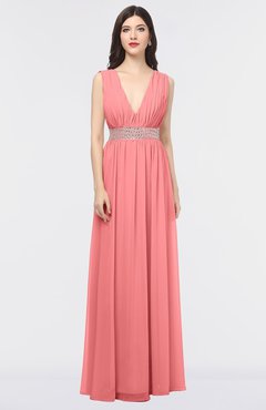 ColsBM Imani Shell Pink Elegant A-line Sleeveless Zip up Appliques Bridesmaid Dresses