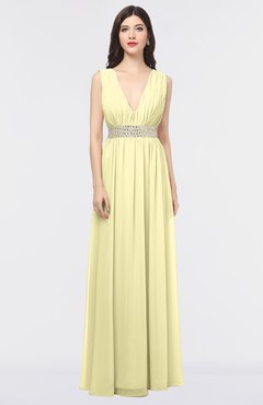 ColsBM Imani Soft Yellow Elegant A-line Sleeveless Zip up Appliques Bridesmaid Dresses