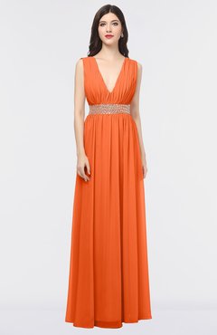 ColsBM Imani Tangerine Elegant A-line Sleeveless Zip up Appliques Bridesmaid Dresses