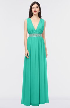 ColsBM Imani Viridian Green Elegant A-line Sleeveless Zip up Appliques Bridesmaid Dresses