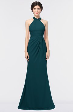 ColsBM Miranda Blue Green Antique Halter Sleeveless Zip up Floor Length Bridesmaid Dresses