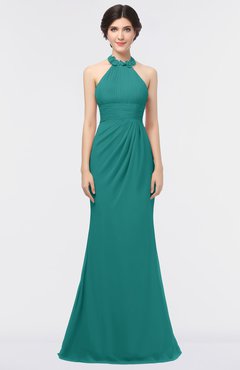 ColsBM Miranda Emerald Green Antique Halter Sleeveless Zip up Floor Length Bridesmaid Dresses