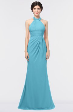 ColsBM Miranda Light Blue Antique Halter Sleeveless Zip up Floor Length Bridesmaid Dresses
