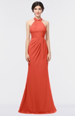ColsBM Miranda Living Coral Antique Halter Sleeveless Zip up Floor Length Bridesmaid Dresses