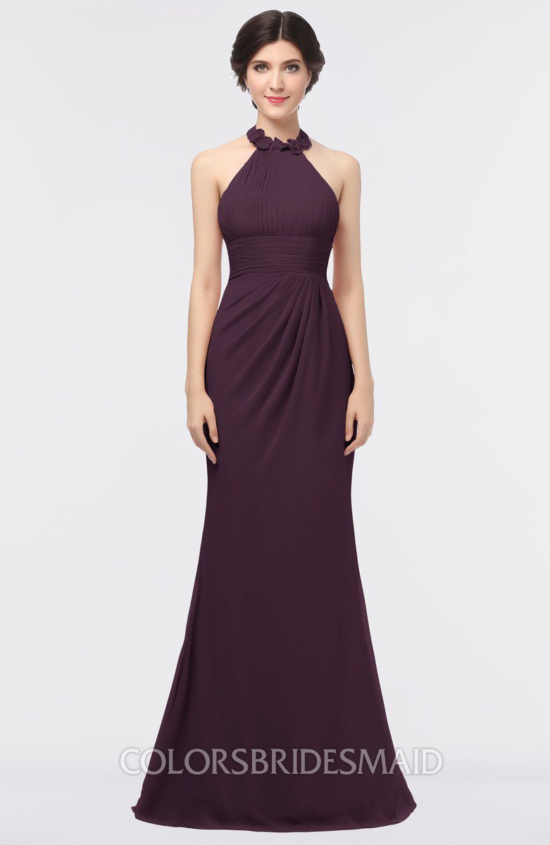 plum maid of honor dress